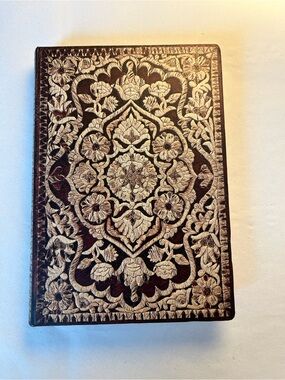 New Embossed Brown paper Journal with Cream Floral Design - Home Office Notebook